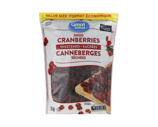 Great Value Sweetened Dried Cranberries 1.36kg - 136 g