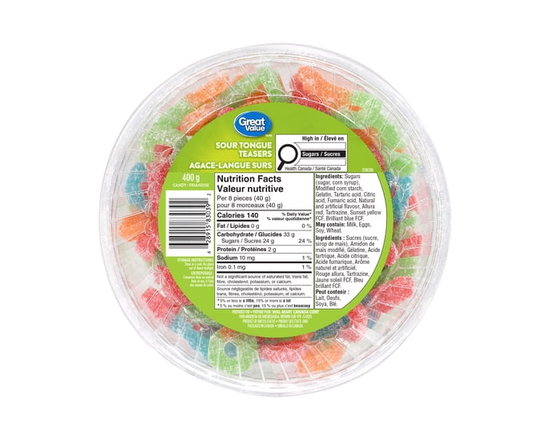 Great Value Sour Tongue Teasers - 400 g