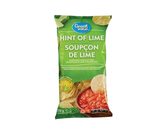 Great Value Hint of Lime Flavoured Tortilla Chips - 270 g