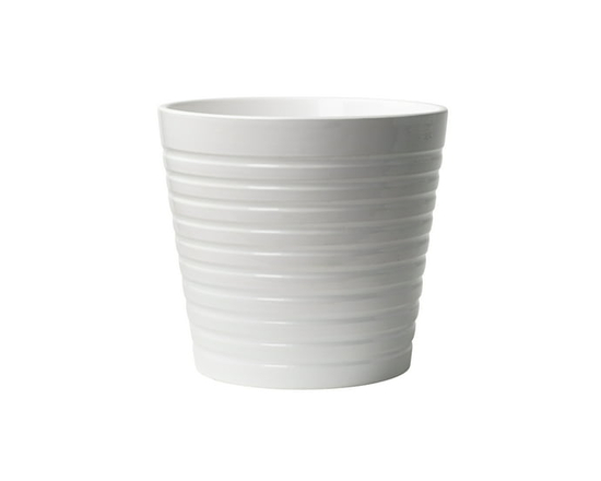 Hometrends 5" Ceramic Ribbed Pot-White - 5 in