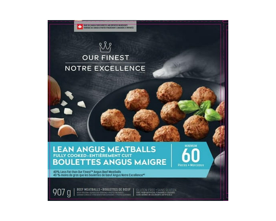 Our Finest Frozen Lean Angus Meatballs Appetizers - 907 g