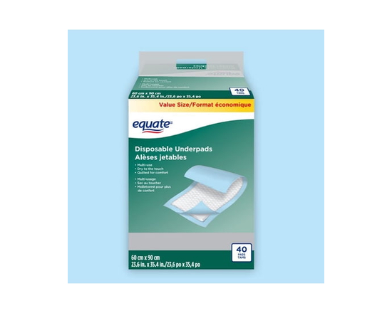 Equate Disposable Underpads, 60 cm x 90 cm - 60 cm x 90 cm