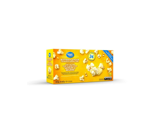 Great Value Butter Flavour Microwave Popping Corn 24X82G - 1.96 kg