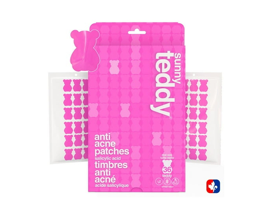 Sunny Teddy Timbres Antiacné Oursons Roses – Timbre Antiacné Hydrocolloïde et à l'Acide Salicylique, Oursons Roses, Mignons & Doux pour la Peau