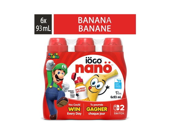 iOGO nano Yogourt à Boire à la Banane 1 %, 6x93ml - 93ML
