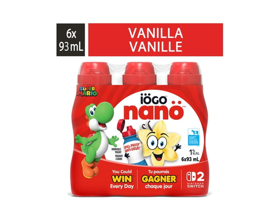 iOGO nano Yogourt à Boire à la Vanille 1 %, 6x93ml - 93ML