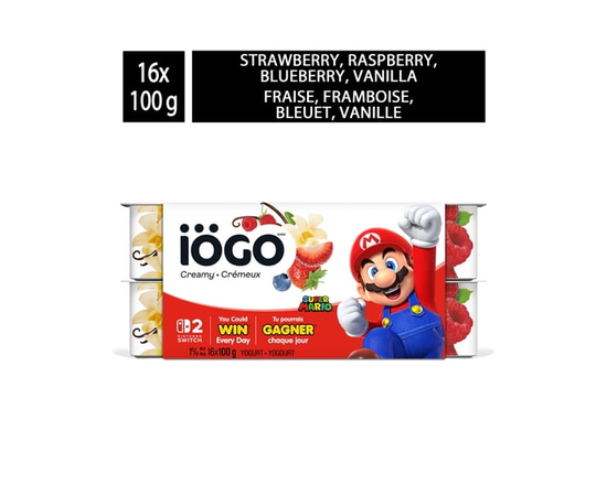 iÖGO Strawberry, Raspberry, Blueberry, Vanilla Yogurt Cups 1% - 100g