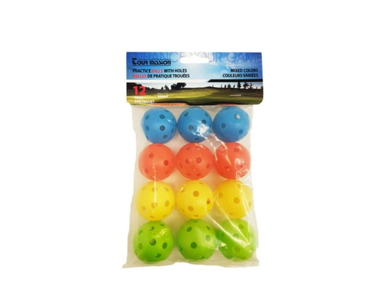 Junior Practice Balls With Holes, pack of 12 by Tour Mission