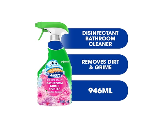 Scrubbing Bubbles® Bathroom Cleaner and Disinfectant Spray, Kills Germs on Tubs, Shower Walls and More, Floral Fusion Scent, 946ml - 946 mL