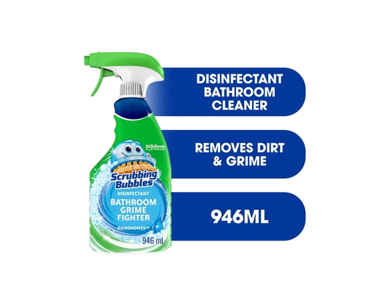Scrubbing Bubbles® Bathroom Cleaner and Disinfectant Spray, Kills Germs on Tubs, Shower Walls and More, Rainshower Scent, 946mL - 946 mL