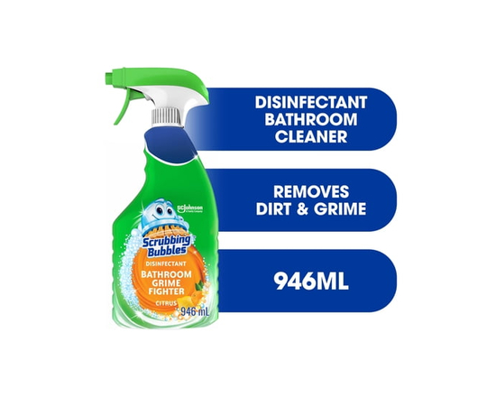 Scrubbing Bubbles® Bathroom Cleaner and Disinfectant Spray, Kills Germs on Tubs, Shower Walls and More, Citrus Scent, 946mL - 946 mL