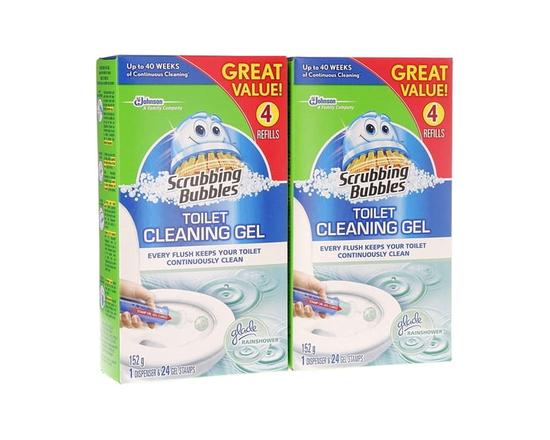 Scrubbing Bubbles Gel nettoyant pour cuvette, parfum Rosée du matin, Distributeur et 24 tampons de gel - 24 count
