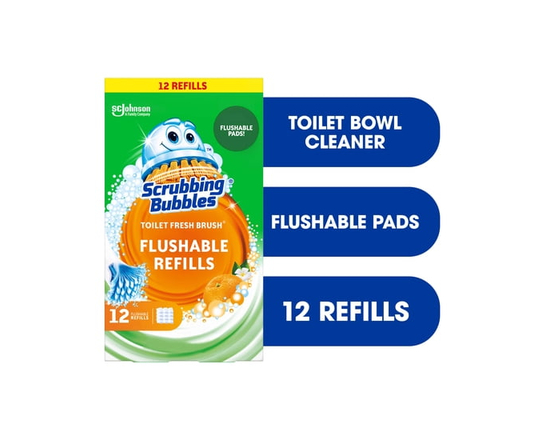 Scrubbing Bubbles® Fresh Brush Toilet Bowl Cleaner, Flushable Refills, Citrus Scent, 12 Brush Pads - 12 count