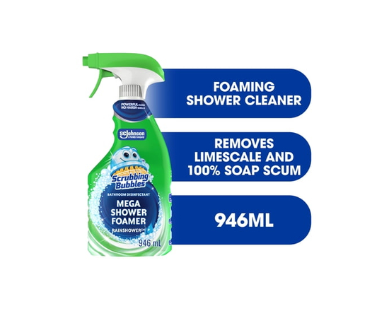 Scrubbing Bubbles® Mega Shower Foamer Spray, Removes Soap Scum from Tubs, Shower Walls and More, Rainshower Scent, 946mL - 946 mL