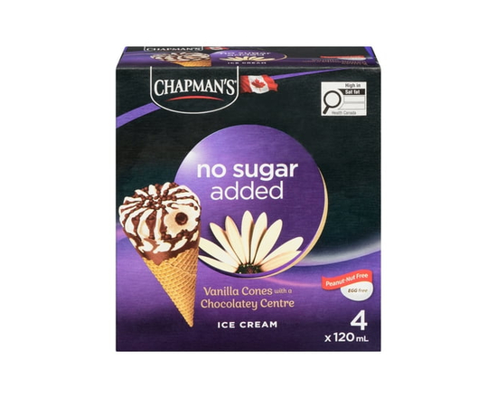 Chapman's No Sugar Added Vanilla Ice Cream Cones in a Box - 120 mL