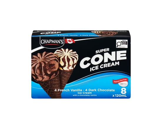 Chapman's Super French Vanilla & Dark Chocolate Ice Cream Cone in a Box - 120 mL