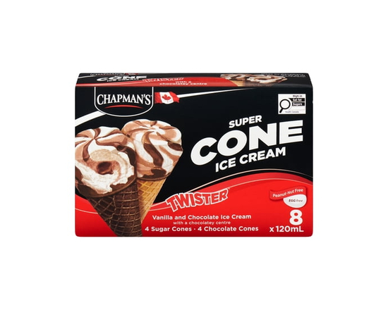 Chapman's Super Cone Twister - Vanilla and Chocolate Ice Cream with a Chocolatey Centre, in a box - 120 mL