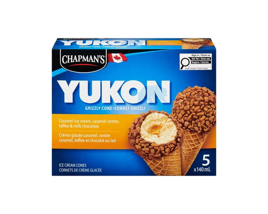 Chapman's Yukon Grizzly Caramel and Toffee Ice Cream Cone in a Box - 140 mL
