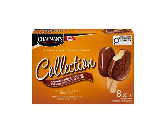Chapman's Canadian Collection Caramel & Milk Chocolate Ice Cream Bar in a Carton - 55 mL
