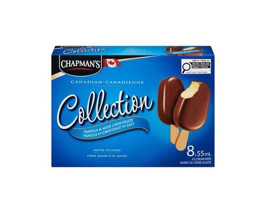 Chapman's Canadian Collection Vanilla & Milk Chocolate Ice Cream Bars in a Carton - 55 mL