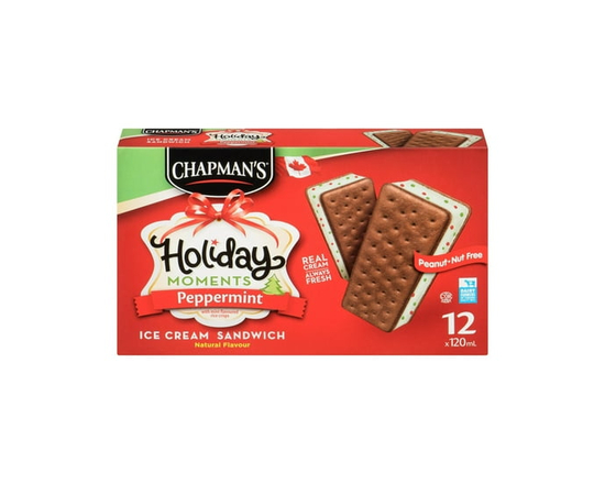 Chapman's Holiday Moments Peppermint Ice Cream Sandwich in a Box - 120 mL