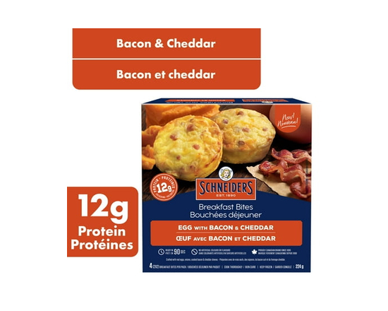Schneiders Egg with Bacon & Cheddar Breakfast Bites, 4 per pack - 224g