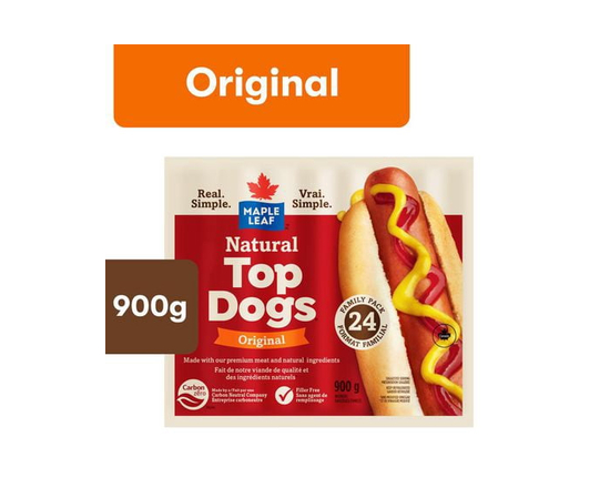 Maple Leaf Natural Top Dogs Original Hot Dogs Family Size