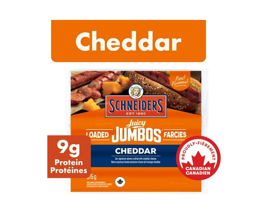 Schneiders Juicy Jumbos® Loaded Cheddar Hot Dogs - 375 g