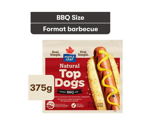Maple Leaf Natural Top Dogs BBQ Hot Dogs