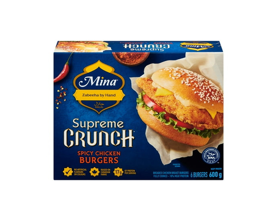 Burgers de poulet piquants halal Supreme CrunchMC Mina - 600 g