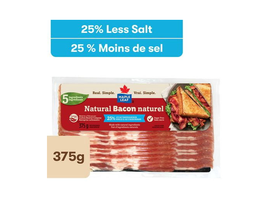 Maple Leaf Natural Less Salt Bacon