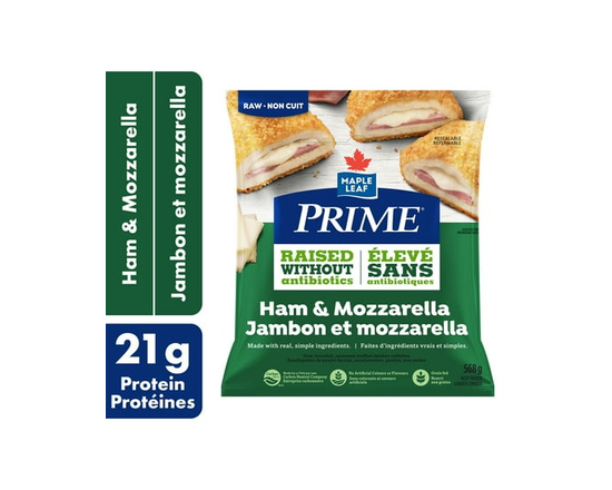 Escalopettes de poulet crues farcies au jambon et à la mozzarella, assaisonnées et panées Prime