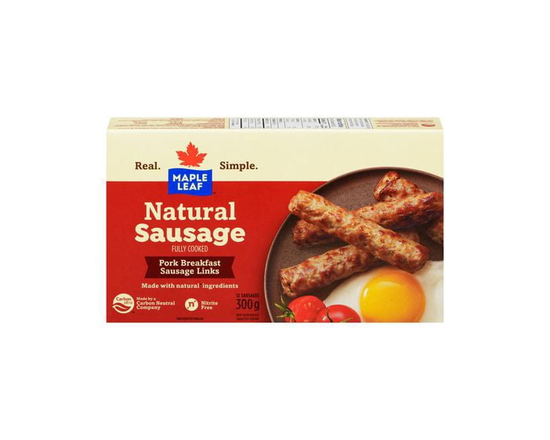 Maple Leaf Natural Pork Breakfast Sausage Fully Cooked