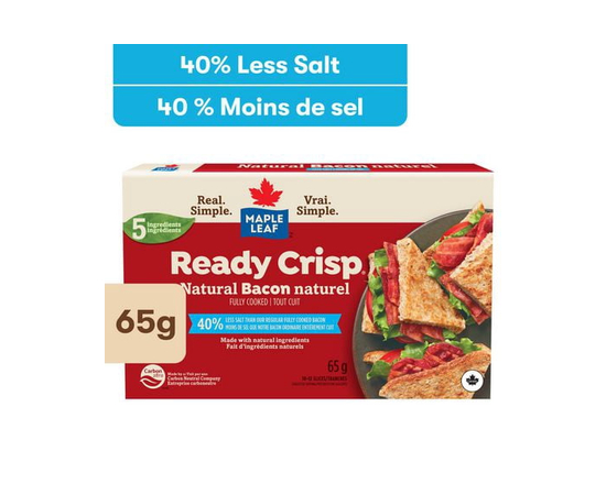 Maple Leaf Ready Crisp Fully Cooked Less Salt Natural Bacon Slices