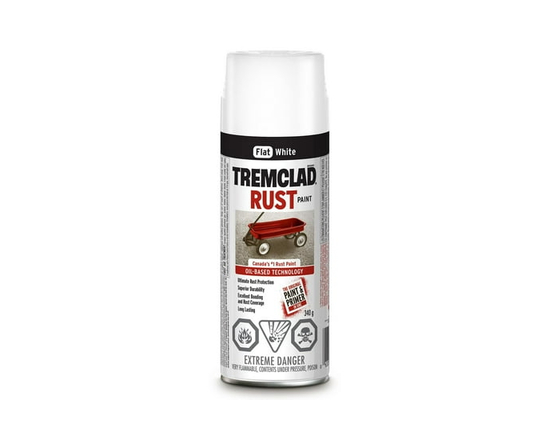 Tremclad Interior/Exterior Oil Based Rust Protection Spray Paint in Flat White, 340g - 340g (white)