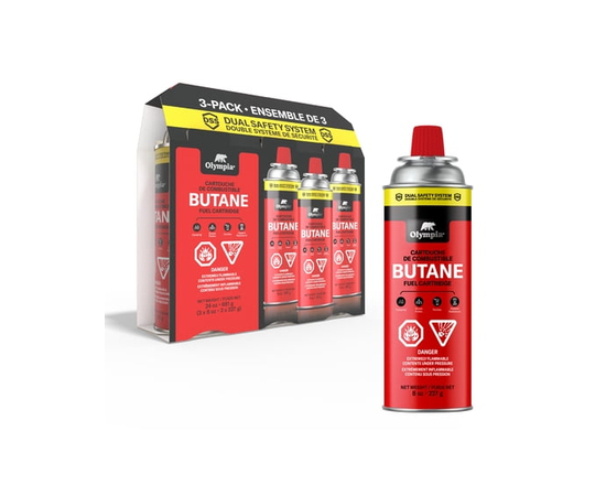 Olympia Butane. 227G. Gas Cartridge for Portable Stove or Portable Heater -  3 pack. - 8 oz