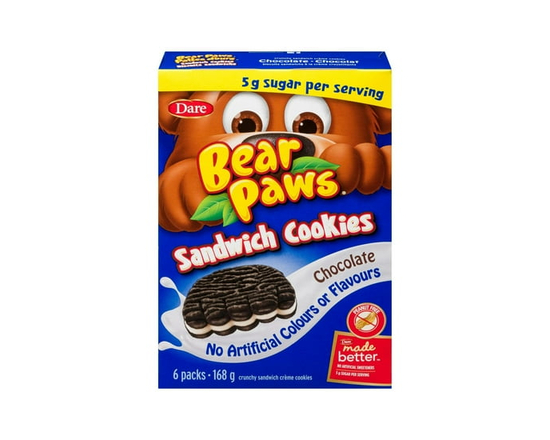 Bear Paws Sandwich Cookies Chocolate, Dare - 168g