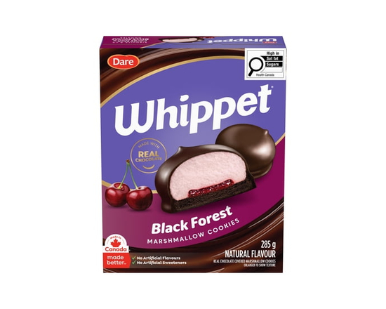 Biscuits guimauves Whippet enrobés de chocolat forêt noire, Dare - 285 g