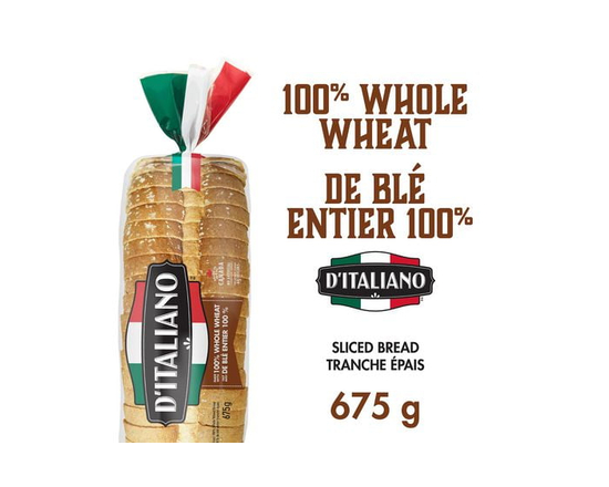 D'Italiano 100% Whole Wheat Bread