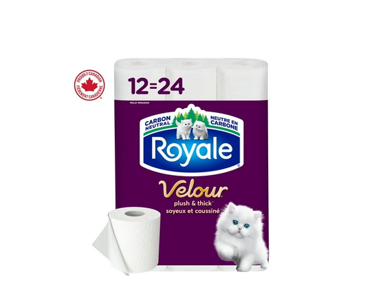 Royale Velour, 2 Ply Toilet Paper, 12 Equal 24 Bathroom Tissue Rolls