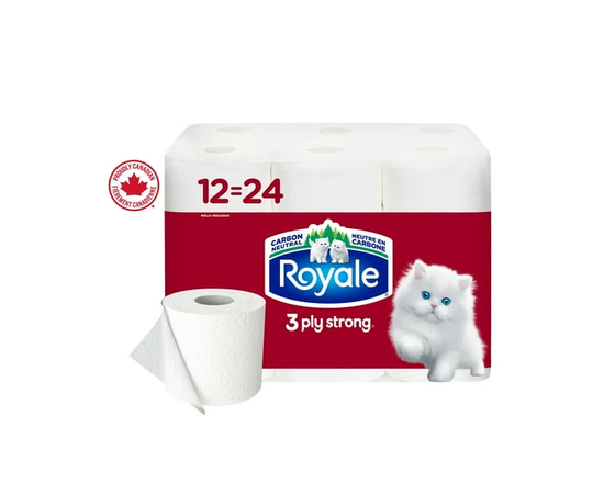 Royale 3 Ply Strong Toilet Paper, 12 Equal 24 Bathroom Tissue Rolls