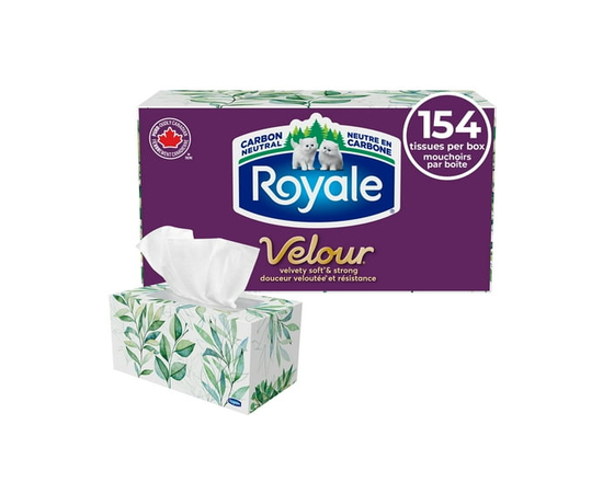 Royale Velour 3 Ply Facial Tissue, 1 Box, 154 Tissues