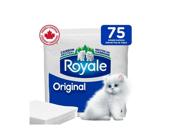Royale Dinner Napkins, 3 ply, 75 paper napkins (WHITE)