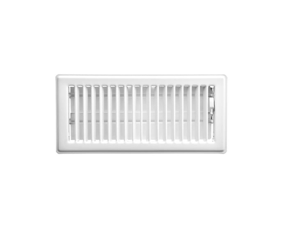 Imperial 4" x 10" White Steel Floor Register, Louvered, 1-pk - 4 in x 10 in