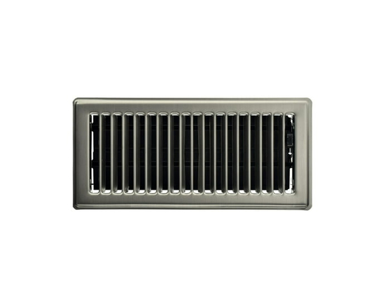 Imperial 4" x 10" Brushed Nickel Steel Floor Register, Louvered, 1-pk - 4 in x 10 in