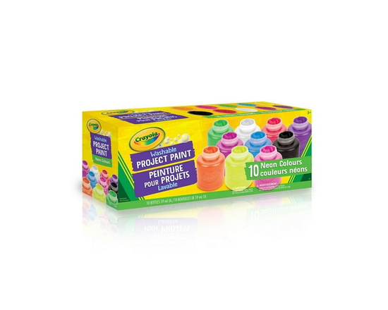 10 pots de peinture lavable - Couleurs néons - 59 ml
