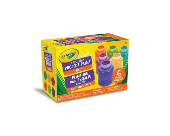 Peinture pour projets lavable, 6 couleurs vives - 2 fl oz