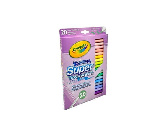 Crayola maqueurs lavables Super Pointes, 20 couleurs pastels