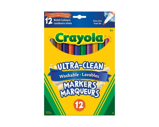 Crayola Marqueurs lavables couleurs classiques, 12 ct