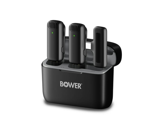 Bower Dual Wireless Microphone System with Noise Reduction, Charging Case & USB-C Receiver